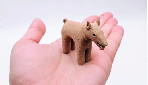 赤膚焼で、手乗り いきもの埴輪【ちょこんと、かわいい】